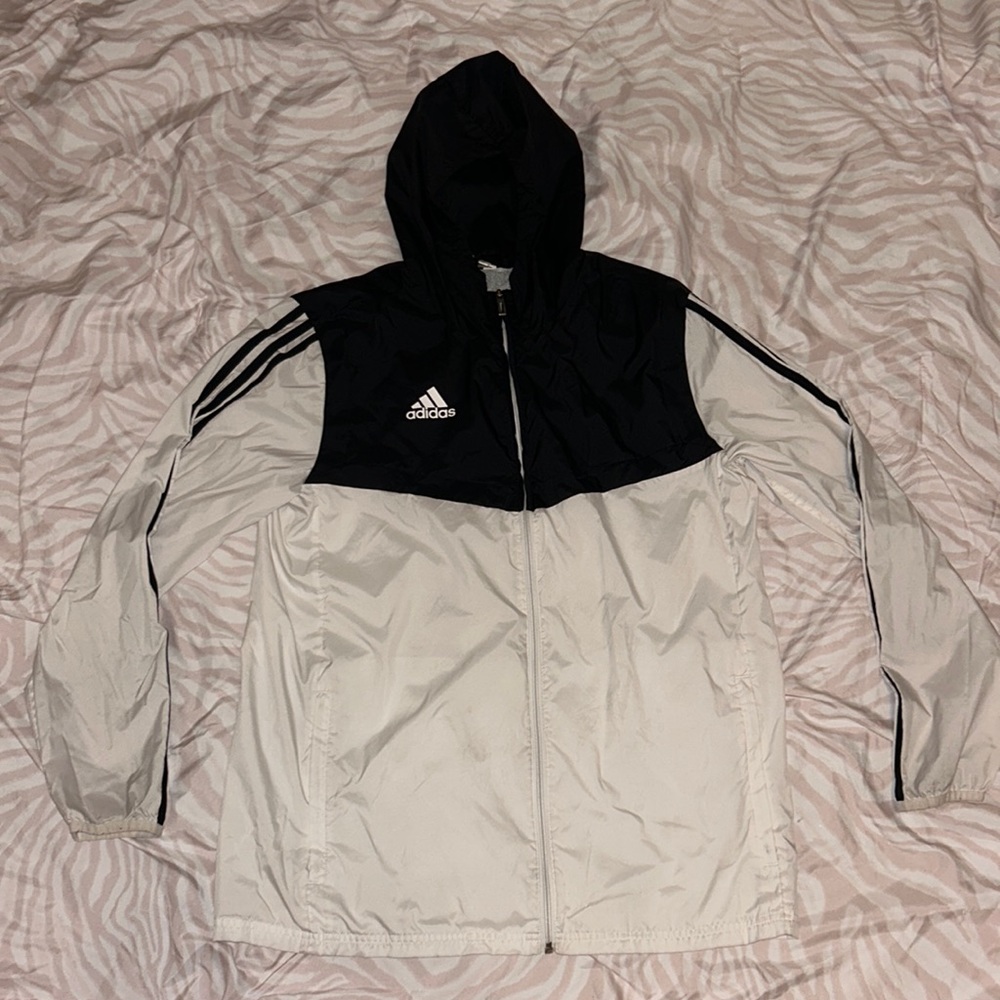 White and black Adidas windbreaker